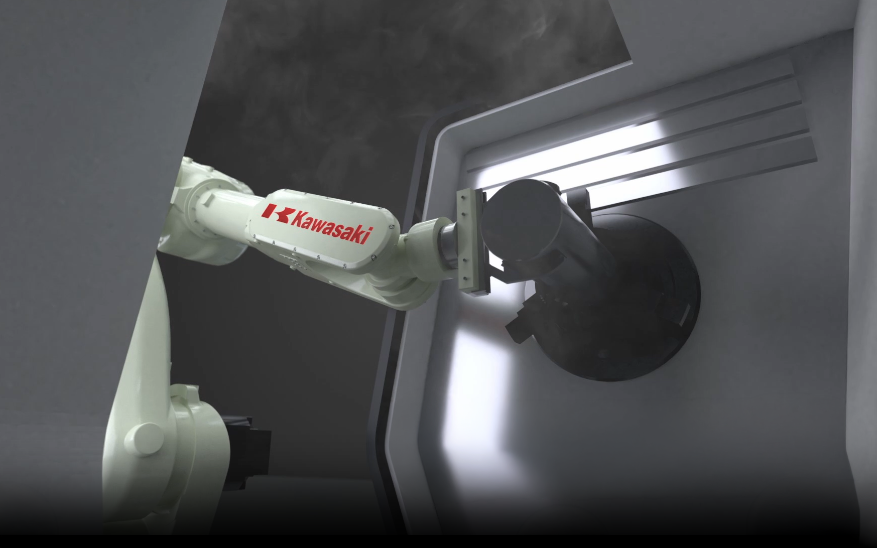 Kawasaki robot tending a machine